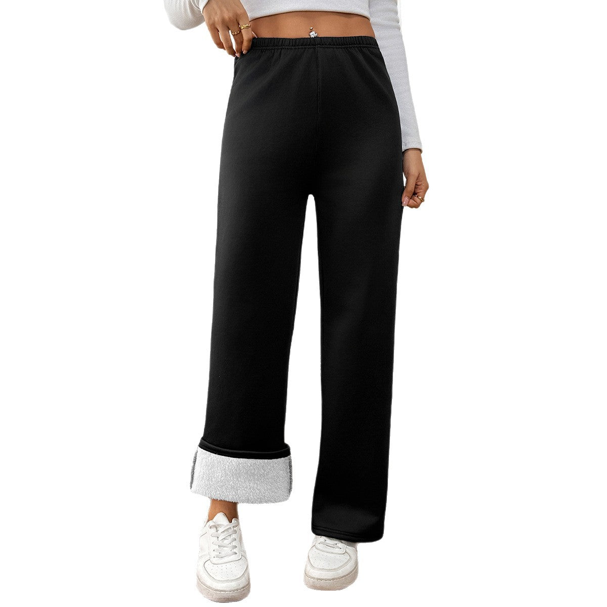 Pantalon Chaud Hiver à Jambes Larges pour Femme