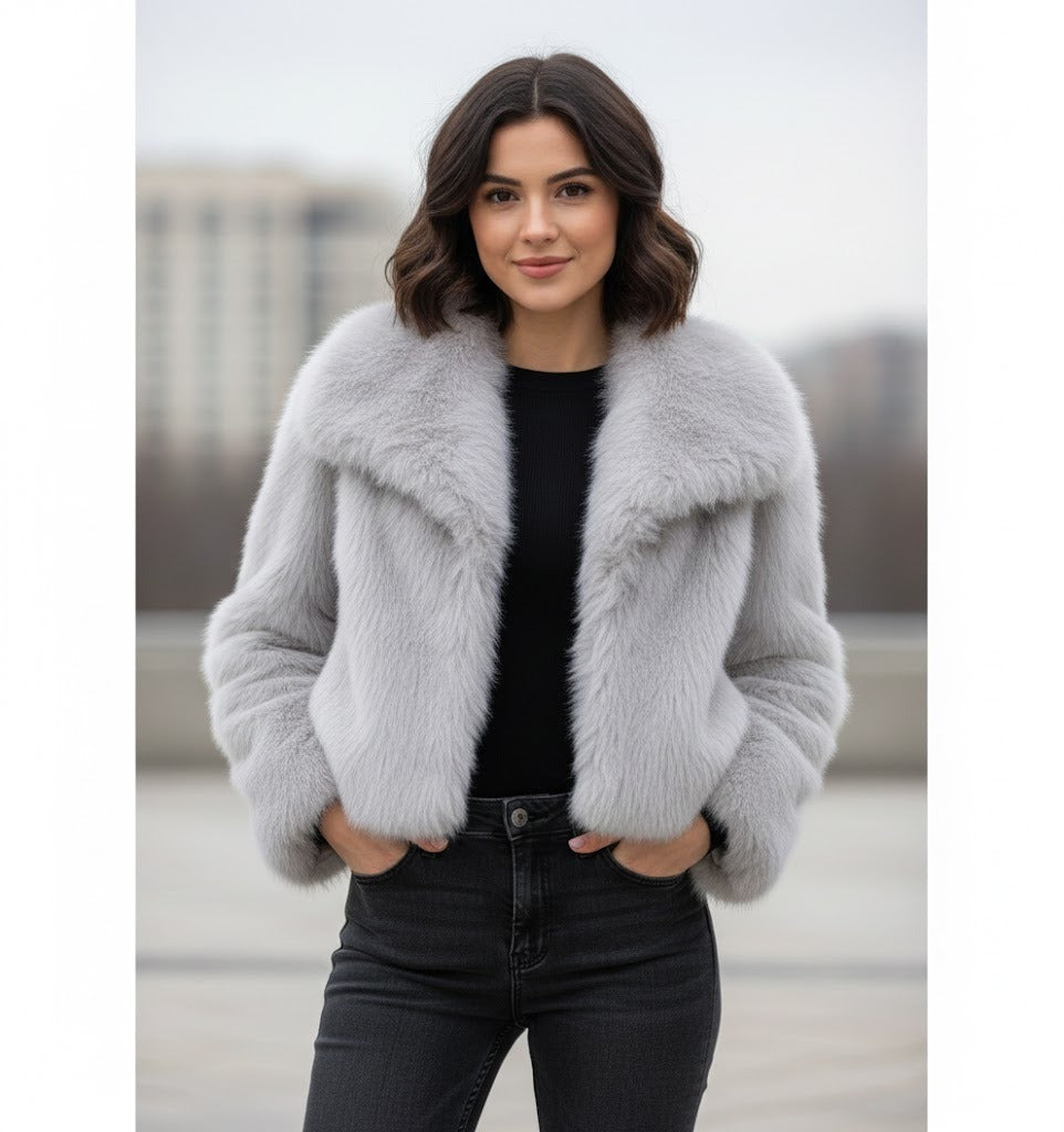 Veste en fausse fourrure à revers