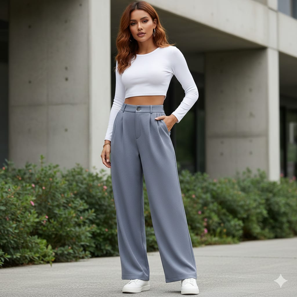Pantalon de tailleur taille haute pour femme