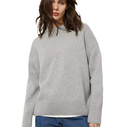 Pull-over décontracté à col rond et couleur unie pour femme
