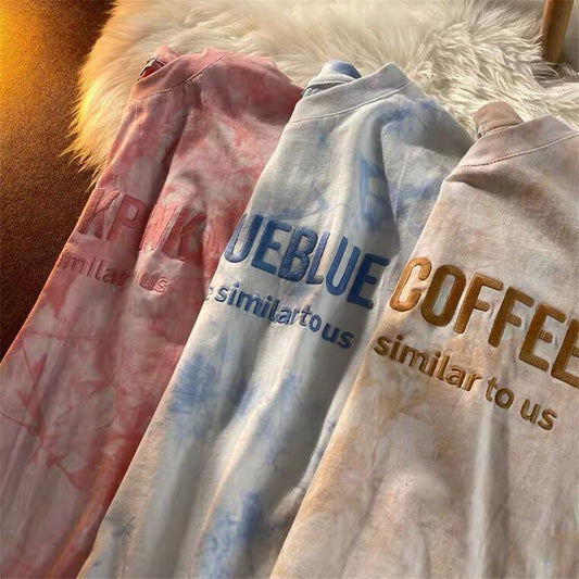 T-shirt tie-dye brodé (manches courtes)