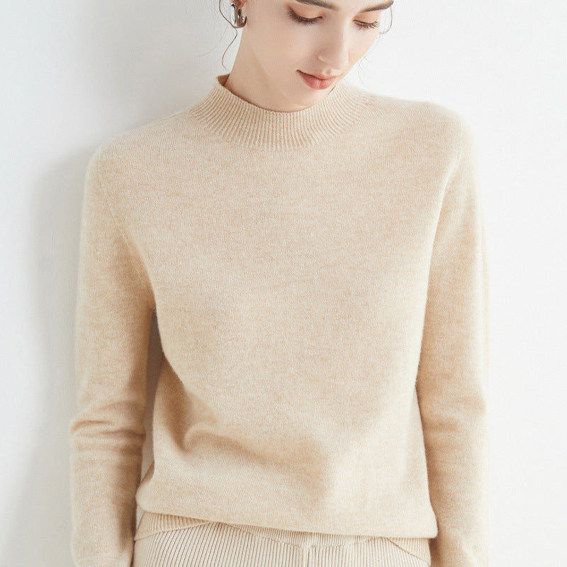 Pull-over ample sans coutures à col cheminée