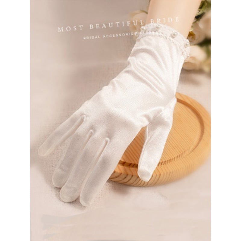 Gants de Mariage Courts Ornés de Perles