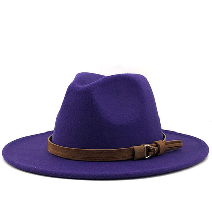 Chapeau Fedora à Large Bord avec Ceinture