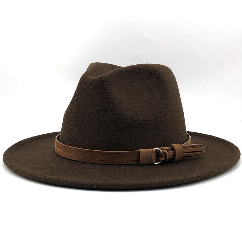 Chapeau Fedora à Large Bord avec Ceinture