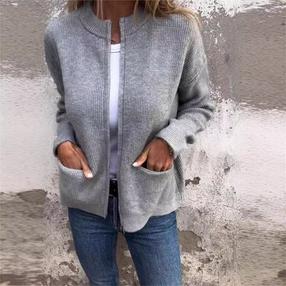 Veste Cardigan Femme Casual avec Poches Latérales