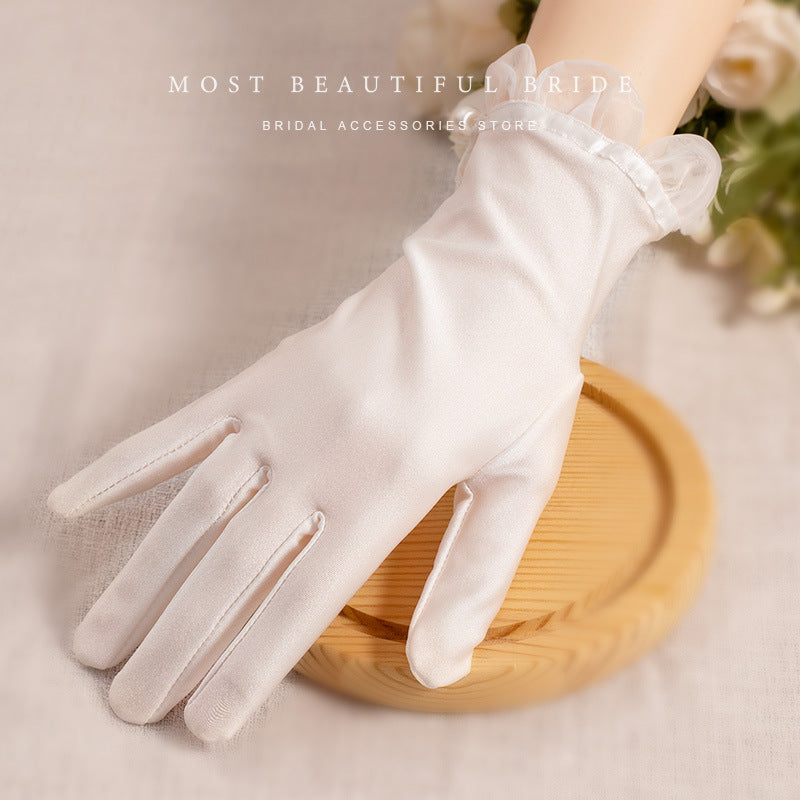 Gants de Mariage Courts Ornés de Perles