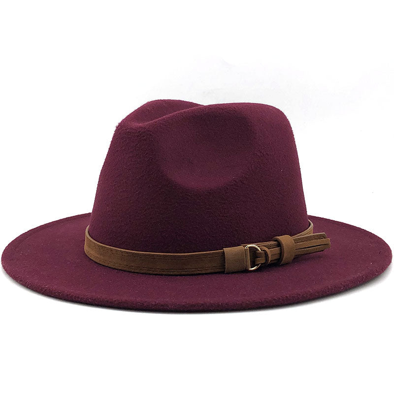 Chapeau Fedora à Large Bord avec Ceinture