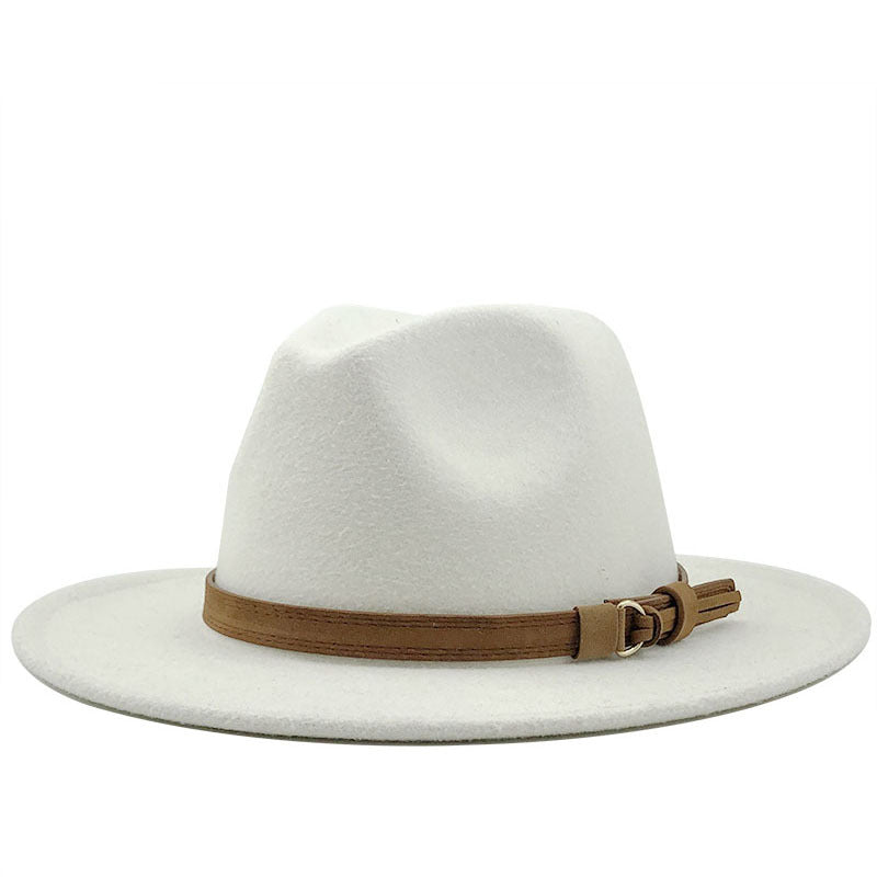 Chapeau Fedora à Large Bord avec Ceinture