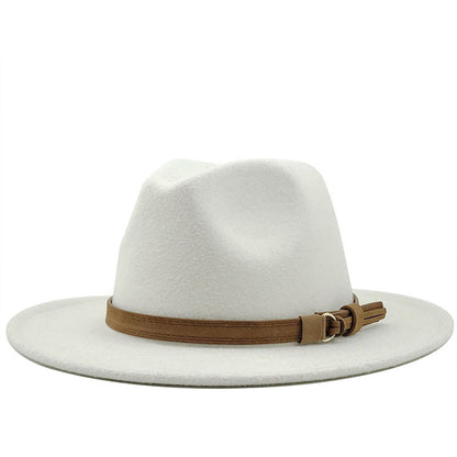Chapeau Fedora à Large Bord avec Ceinture
