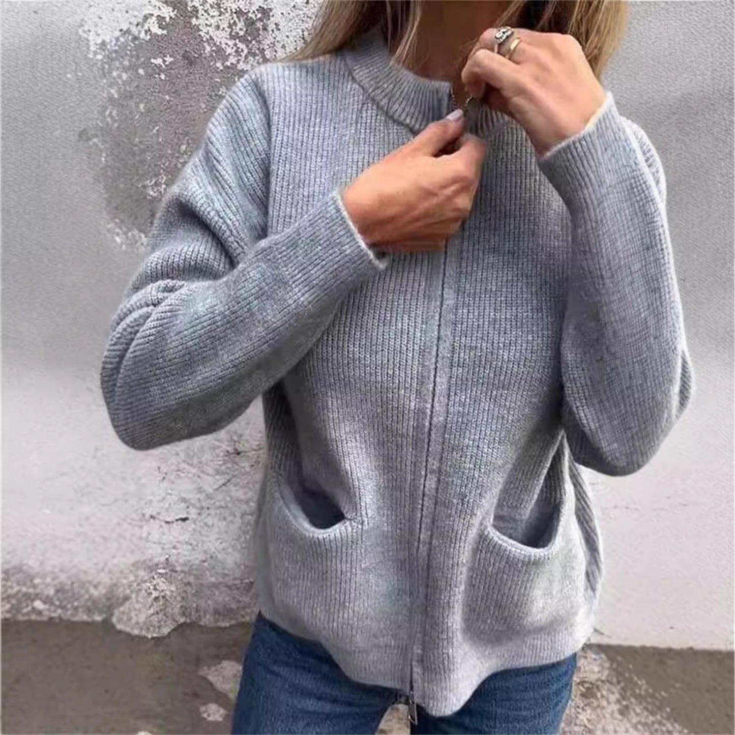 Veste Cardigan Femme Casual avec Poches Latérales