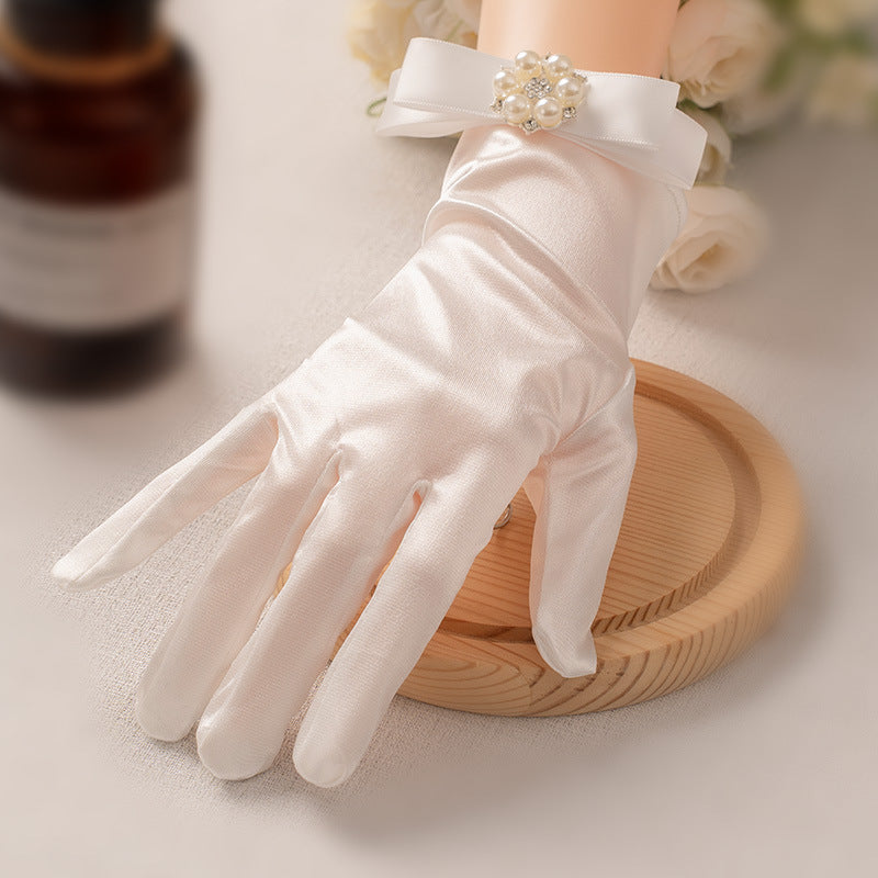 Gants de Mariage Courts Ornés de Perles