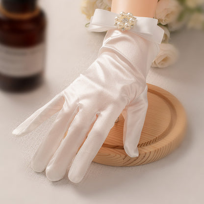 Gants de Mariage Courts Ornés de Perles