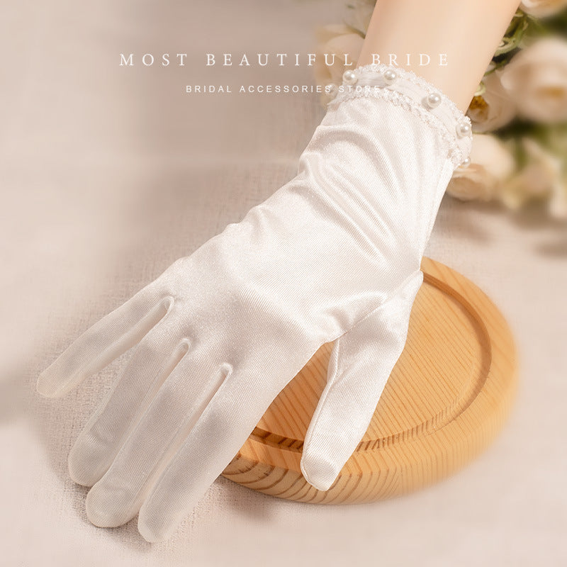 Gants de Mariage Courts Ornés de Perles