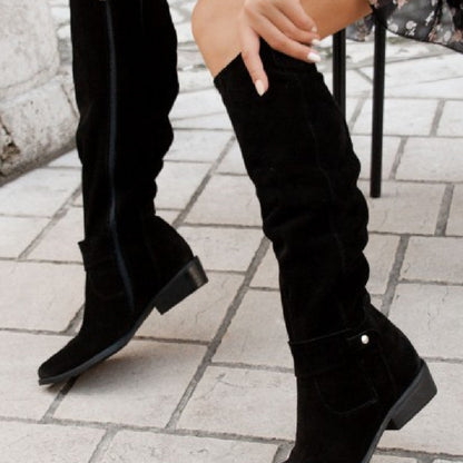 Bottes Plissées en Daim – Élégance Automne-Hiver