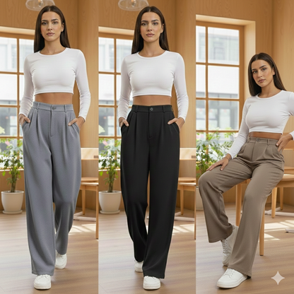 Pantalon de tailleur taille haute pour femme
