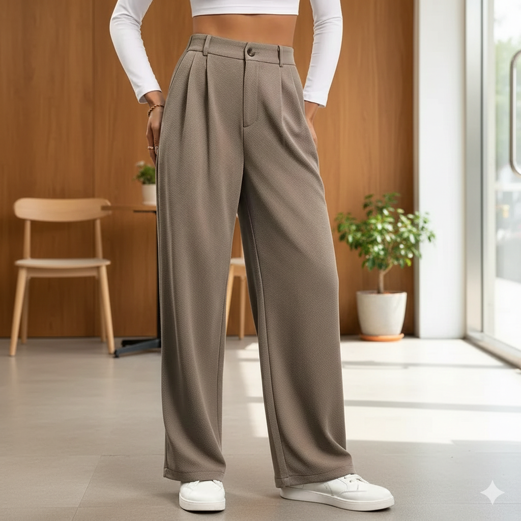 Pantalon de tailleur taille haute pour femme