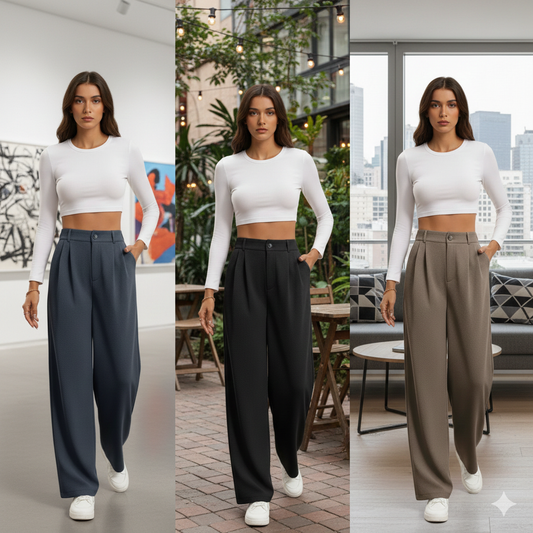 Pantalon de tailleur taille haute pour femme