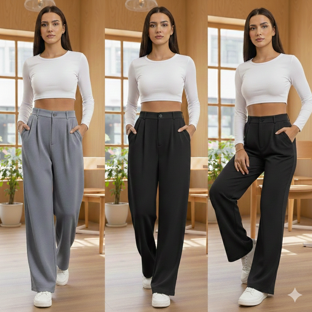 Pantalon de tailleur taille haute pour femme