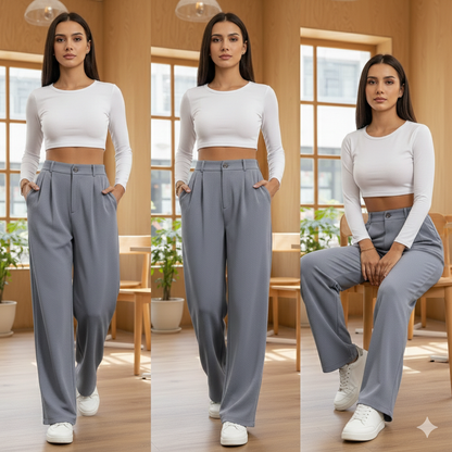 Pantalon de tailleur taille haute pour femme
