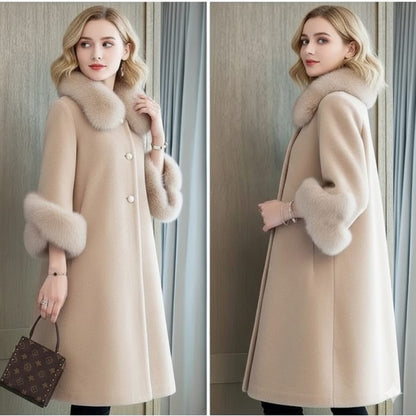 Manteau décontracté effet peau de mouton mi-long