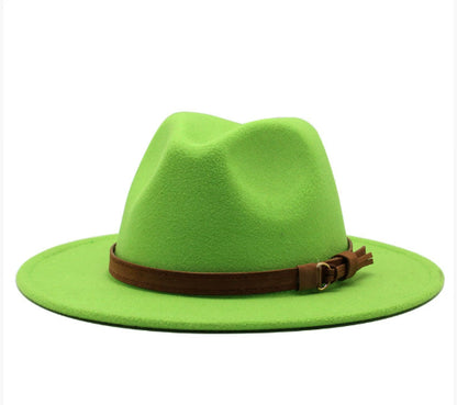 Chapeau Fedora à Large Bord avec Ceinture