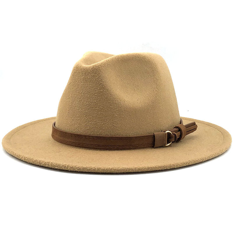 Chapeau Fedora à Large Bord avec Ceinture