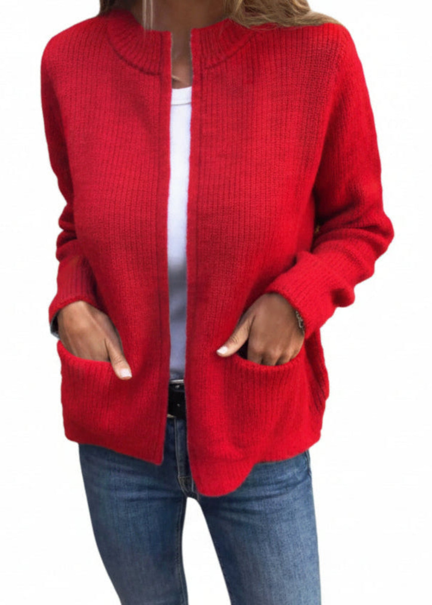 Veste Cardigan Femme Casual avec Poches Latérales