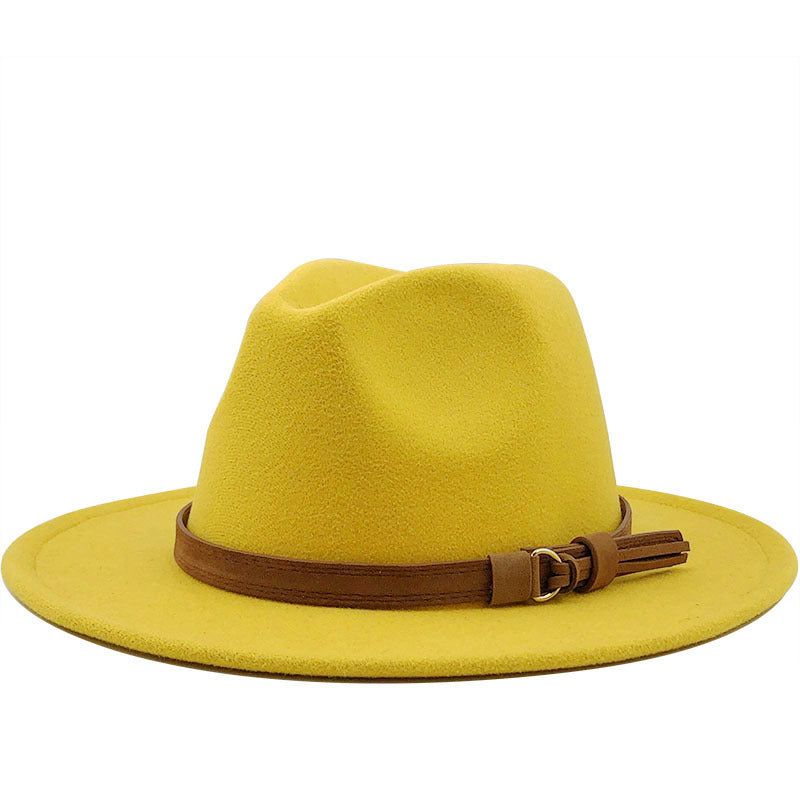 Chapeau Fedora à Large Bord avec Ceinture