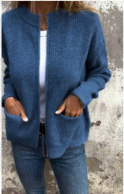 Veste Cardigan Femme Casual avec Poches Latérales
