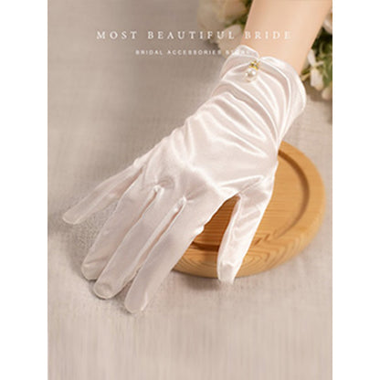 Gants de Mariage Courts Ornés de Perles