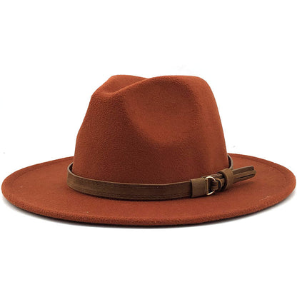 Chapeau Fedora à Large Bord avec Ceinture