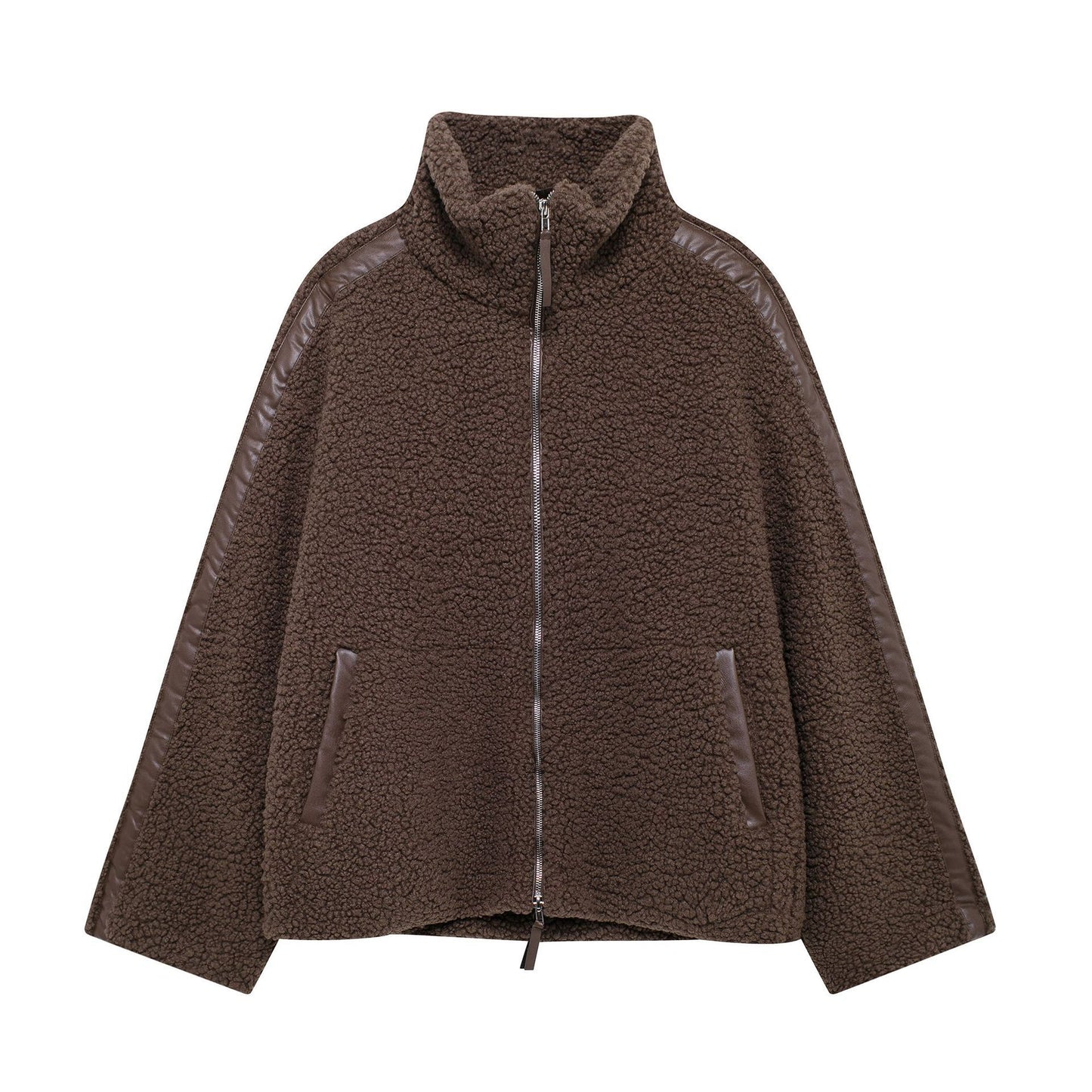 Cardigan d'Hiver en Laine d'Agneau avec Col Montant