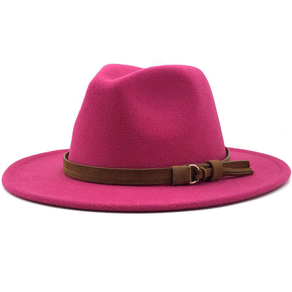 Chapeau Fedora à Large Bord avec Ceinture