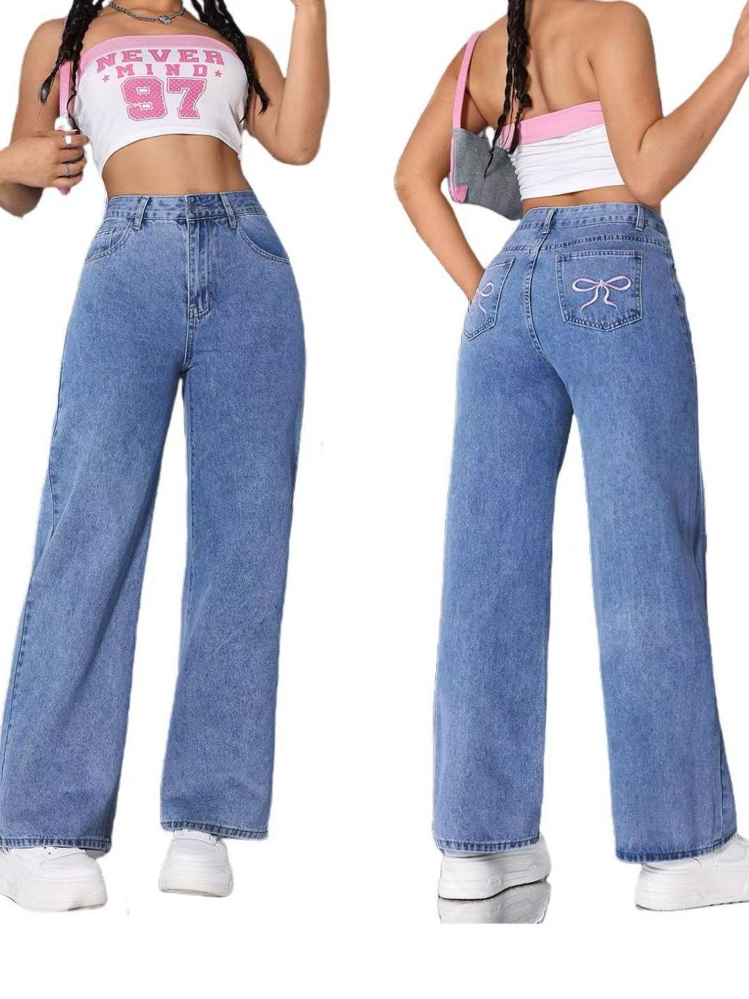 Jean Vintage Brodé Nœud