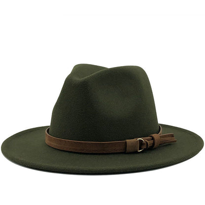 Chapeau Fedora à Large Bord avec Ceinture