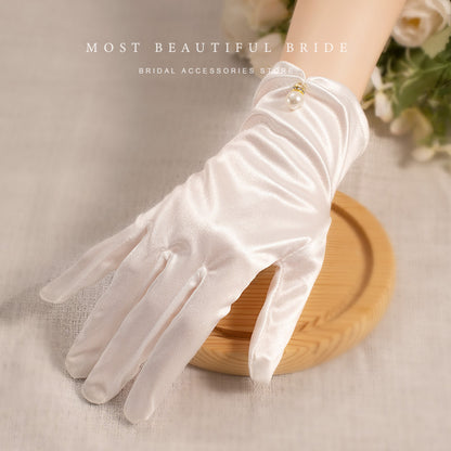 Gants de Mariage Courts Ornés de Perles