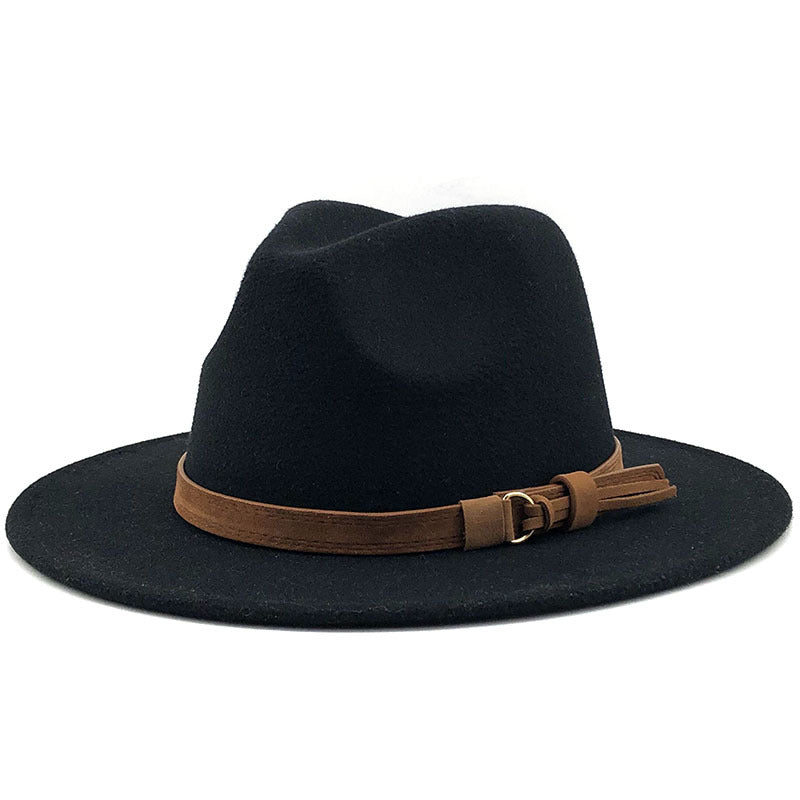 Chapeau Fedora à Large Bord avec Ceinture