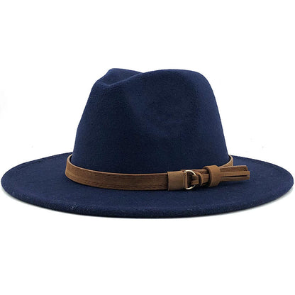 Chapeau Fedora à Large Bord avec Ceinture